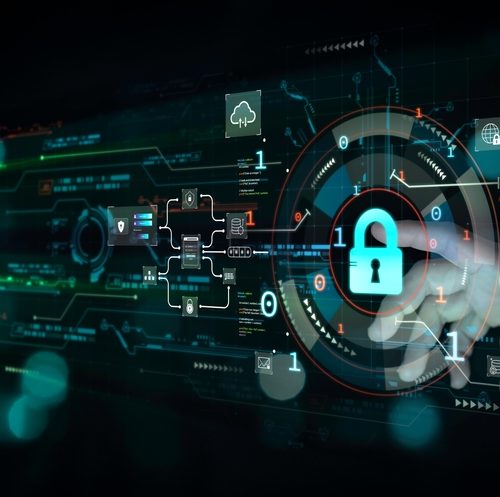 Person,Touches,Virtual,Shield;,Representing,Secure,Access,And,Encrypted,Connections;