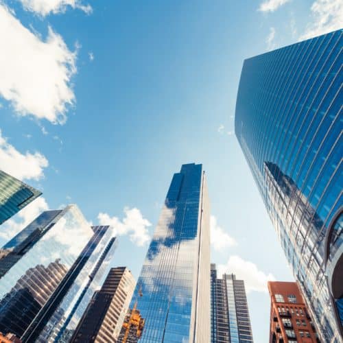 Modern,Tower,Buildings,Or,Skyscrapers,In,Financial,District,With,Cloud