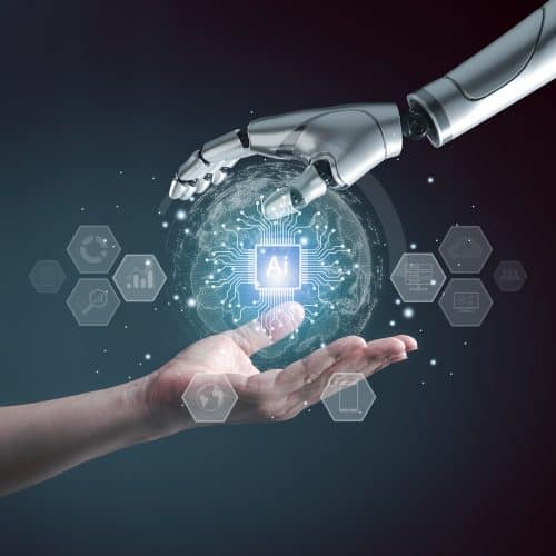 Chat,With,Ai,Or,Artificial,Intelligence,Technology.,Businessman,Hand,Connect