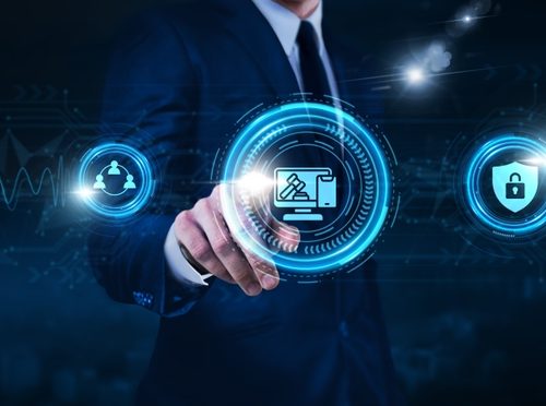 Legal,Technology,,E discovery,,Case,Management,Systems,,Businessman,Touch,Of,Digital