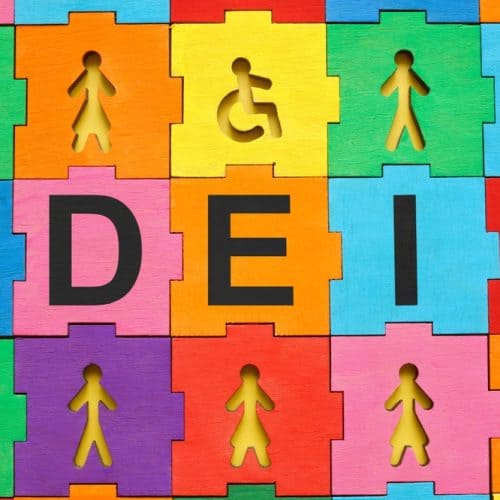 Multicolored,Puzzle,With,Figures,And,Abbreviation,Dei,Diversity,,Equity,And