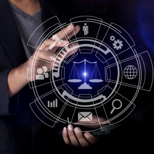 Legal,Advice,Concept.,Lawyer,Hands,Touching,Law,Virtual,Interface,Screen.