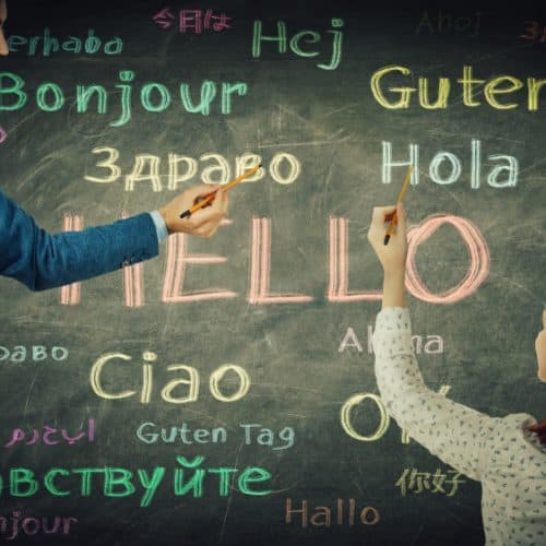 Man,And,Woman,Together,Drawing,Word,Hello,In,Different,Languages