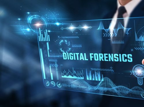 Digital,Forensics:,Businessman,Analyzing,Digital,Screen,Of,Graph,Data,And