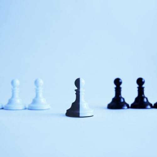 Black,White,Pawn,Stands,In,Front,Of,Black,And,White