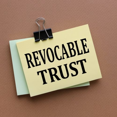 Revocable,Trust,Text,On,Yellow,Sticker,With,Clip.,On,A