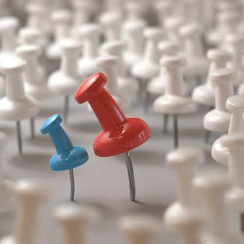 3d,Illustration.,Red,Pin,Intimidating,The,Blue,Pin.,Bullying,Concept