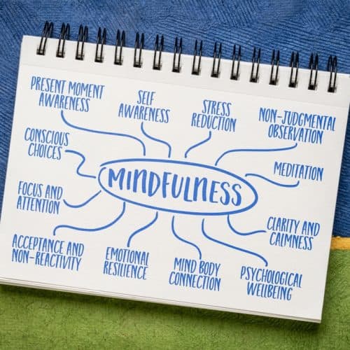 Mindfulness,Infographics,Or,Mind,Map,Sketch,In,A,Notebook,Against