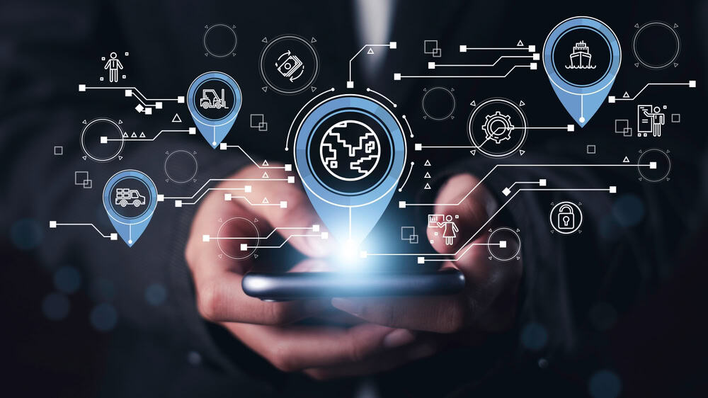 Global,Logistics,And,Real time,Tracking,Concept,With,Mobile,Device,Showing