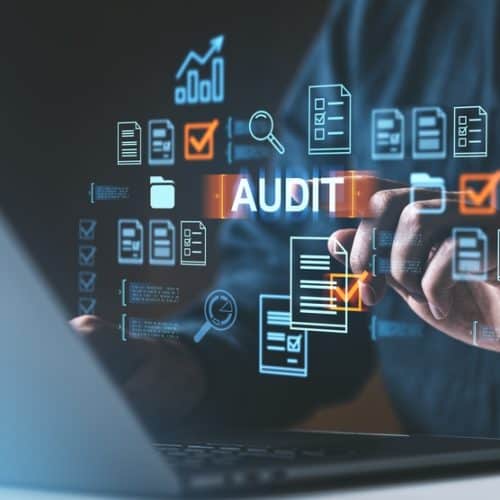 Person,Interacts,With,Digital,Audit,Interface,,Features,Checklists,And,Documents,