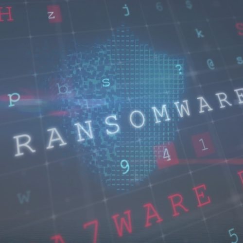 Displaying,Glowing,Ransomware,Label,Atop,Pixelated,Continent,In,Network,Grid